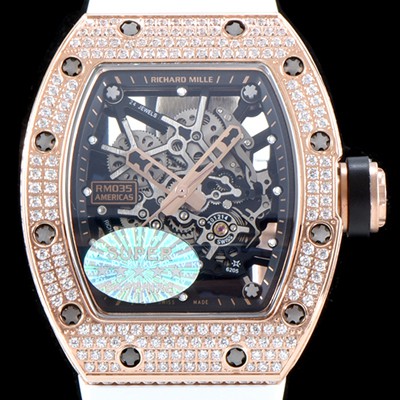 레플리카 [리차드밀레] 남성용 리차드밀 RM035 아메리카즈!! 1:1 수공 맞물림 형식의 쥬얼세팅 고급스러운 18K 로즈골드 스켈레톤 다이얼 오토매틱 무브먼트 RIC0450  