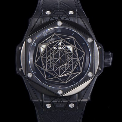 레플리카 [휴블렛] 남성용 빅뱅 쌍 블루 티타늄 PVD 오토매틱 HUB1213타입 45미리 가죽/우레탄 믹스밴드 블랙다이얼 hub38783  