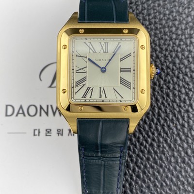 레플리카 [까르띠에] 남성용 산토스 뒤몽 santos1612 엑스라지 18K 옐우골드 46.6mm 쿼츠 무브먼트 실버 다이얼 car69377  