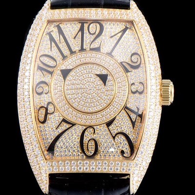 레플리카 [프랭크 뮬러] 남성용 화려함 극대화!!카사블란카 7850 DM D CD 더블 미스터리 최상급 퀄리티 쥬얼 옐로우골드 다이아몬드 풀 셋팅 스위스 ETA 2824-A2 오토매틱 무브먼트 FRA0430  