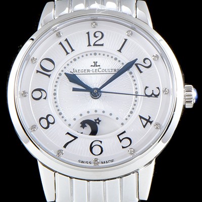 레플리카 [예거르꿀르뜨] 남성용 랑데부 나잇&데이 3448110  미디엄 레이디 워치!! 문페이즈 화이트 기요셰 다이얼 오토매틱 무브먼트 JAG0451  