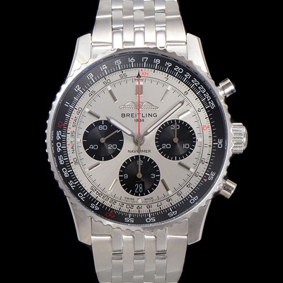 레플리카 [브라이틀링] 남성용 네비타이머 AB0138241G1A1 크로노그래프 ETA7750-2 타입 오토매틱 43mm 메탈줄 실버 다이얼 bre6008  