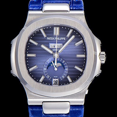 레플리카 [파텍필립] 남성용 노틸러스 5726/1A-014 오토매틱 Cal.324 타입 40미리 문페이즈 가죽줄/밴드 블루다이얼 PAT75456  