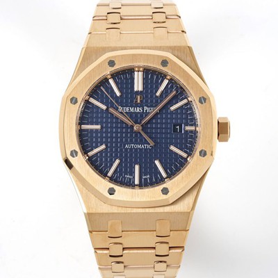 레플리카 [오데마피게] 남성용 하이엔드 로얄오크 15400OR.OO.1220OR.03 18K 로즈골드 오토매틱 Cal.3120타입 41mm 네이비 와플 다이얼 aud6562  