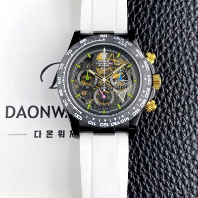 레플리카 [로렉스]남성용 하이엔드 데이토나 카본 베젤 40mm 크로노그래프 오토매틱 Cal.4130 무브먼트 스켈레톤 다이얼 rol5664  
