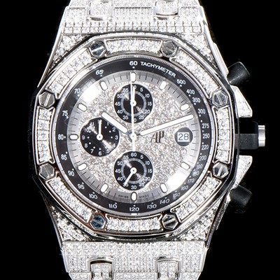 레플리카 [오데마피게] 남성용 최고급 소재!!로얄오크 오프쇼어 26473BC.ZZ.8043BC.01 최상급쥬얼 화이트 골드 풀다이아몬드 세팅 크로노그래프 브레이슬릿 일본 수입산 VK쿼츠 무브먼트 AUD0101  