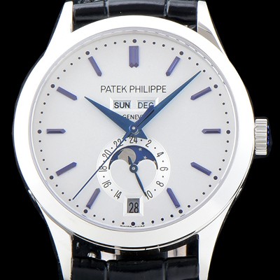 레플리카 [파텍필립] 남성용 신형!!컴플리케이션 5396G-011 에뉴얼 캘린더 데이-데이트 문페이즈 화이트 다이얼 Cal.324 S C 오토매틱 무브먼트 PAT0004  
