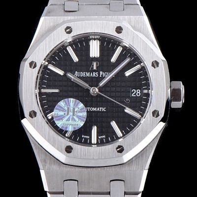 레플리카 [오데마피게] 남성용 하이엔드 로얄오크 15450ST.OO.1256ST.02 JF사 블랙 와플 다이얼 오토매틱 무브먼트 AUD0211  