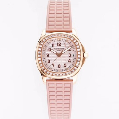 레플리카 [파텍필립] 여성용 아쿠아넛 5072R-001 마더 오브 펄 18k 로즈골드 35.6mm 오토매틱 Cal.324 타입 투톤 베이지 다이얼 pat2234  