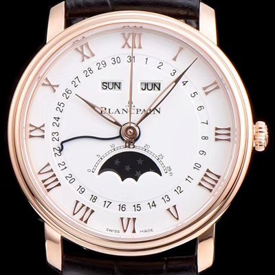 레플리카 [블랑팡] 남성용 빌레레 컴플리케티드 파운션 6664-3642-55B 문페이즈 18k로즈골드 화이트 다이얼 BLA4203  