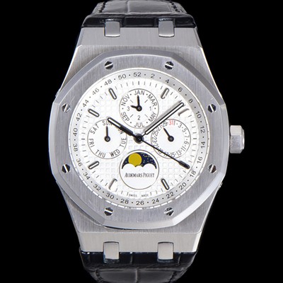 레플리카 [오데마피게] 남성용 로얄오크 퍼펙츄얼 캘린더 41mm 오토매틱 T5134 타입 가죽줄 화이트다이얼 aud9513  