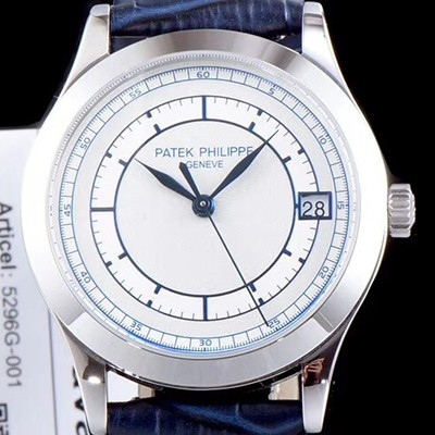 레플리카 [파텍필립] 남성용 칼라트라바 5296G-001 화이트 다이얼 오토매틱 무브먼트 PAT0103  