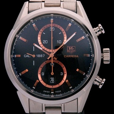 레플리카 [태그호이어] 남성용 까레라 칼리버 1887 크로노그래프 블랙 다이얼 7750 오토매틱 TAG4203  