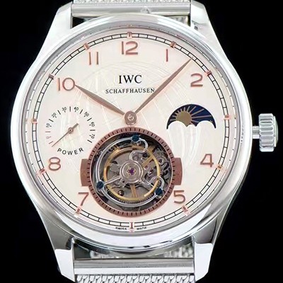 레플리카 [아이더블유씨] 남성용 포르투기즈 투어빌론 문페이즈 파워리져브 로즈골드 인덱스 화이트 다이얼 스틸 메쉬 브레이슬릿 IWC0211  