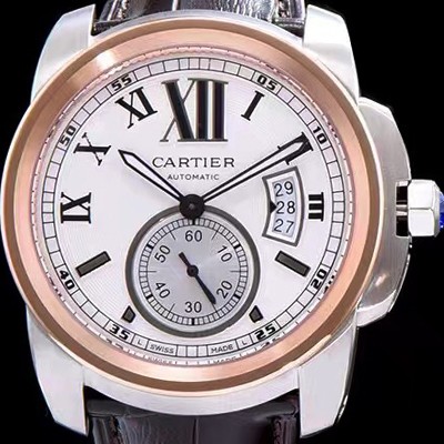 레플리카 [까르띠에] 남성용 칼리브 드 까르띠에 W7100039 18k 로즈골드 베젤 화이트 다이얼 오토매틱 무브먼트 CAR0100  