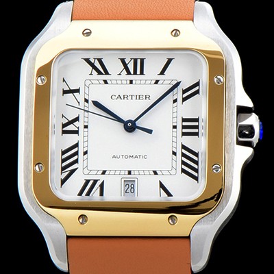 레플리카 [까르띠에] 남성용 BEST UP!! 산토스 드 까르띠에 워치 W2SA0006 라지모델!! 18K 옐로우골드 투톤콤비 화이트 다이얼 오토매틱 무브먼트 CAR4041  