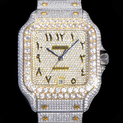 레플리카 [까르띠에] 남성용 산토스 쥬얼 다이아몬드 셋팅 베젤 40mm 큐빅/보석 다이얼 오토매틱 무브먼트 CAR40439  