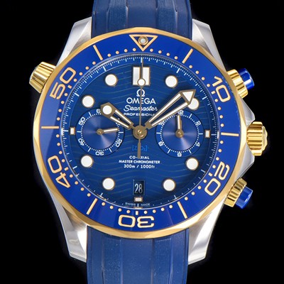 레플리카 [오메가] 남성용 씨마스터 디버 300M 코엑시얼 크로노그래프 P. 9900타입 44mm 러버우레탄밴드 블루다이얼   omg24536  