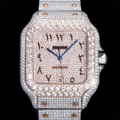 레플리카 [까르띠에] 남성용 산토스 쥬얼 다이아몬드 셋팅 베젤 40mm 큐빅/보석 다이얼 오토매틱 무브먼트 CAR40444  