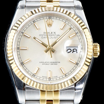 레플리카 [로렉스] 남성용 1:1퀄리티!! 데이져스트 116233 오이스터 36mm 18K 옐로우골드 화이트 실버 다이얼 쥬빌리 브레이슬릿 칼리버 3135타입 오토매틱 무브먼트 ROL0042  