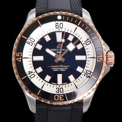 레플리카 [브라이틀링 뉴 다이버워치] 남성용 슈퍼오션 44mm 오토매틱 ETA2824-2 타입 금장시계  크로노미터 우레탄줄 세라믹베젤 블랙다이얼 bre88770  