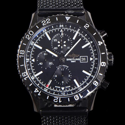 레플리카 [브라이틀링] 남성용 크로노라이너 오토매틱 ETA 7750-2B 타입 46mm 메쉬메탈줄 세라믹 PVD 코팅 블랙다이얼 bre8294  