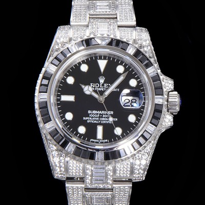 레플리카 [로렉스] 남성용 서브마리너 풀 다이아몬드 셋팅 오토매틱 Cal.3135 무브 40mm 블랙다이얼 rol5113  