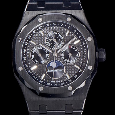 레플리카 [오데마피게] 남성용 로얄오크 페퍼츄얼 41미리 블랙 PVD코팅 오토매틱 5134타입 매탈줄 문페이즈 블랙다이얼 AUD74434  