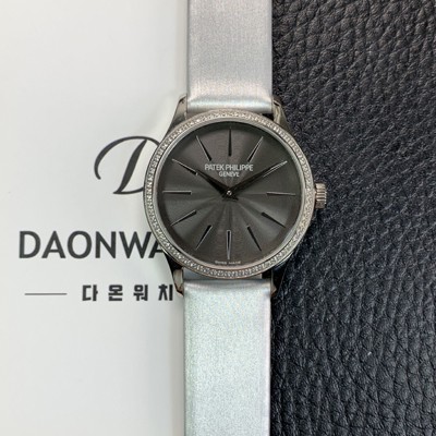 레플리카 [파텍필립] 여성용 칼라트라바 4897G-001 나토천/가죽줄 33mm 오토매틱 Cal.324 타입 그레이 다이얼 pat2254  