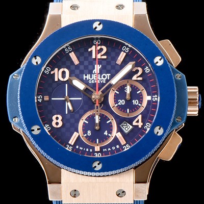 레플리카 [휴블렛] 남성용 New pgrade!!빅뱅 341.PB.131.RX 18K 로즈 골드 크로노그래프 44MM 블루 카본 피버 다이얼 수정형 ETA 7750 오토매틱 무브먼트 HUB0235  