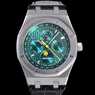 레플리카 [오데마피게] 남성용 로얄오크 퍼펙츄얼 캘린더 41mm 오토매틱 T5134 타입 가죽줄 그린다이얼 aud1953  