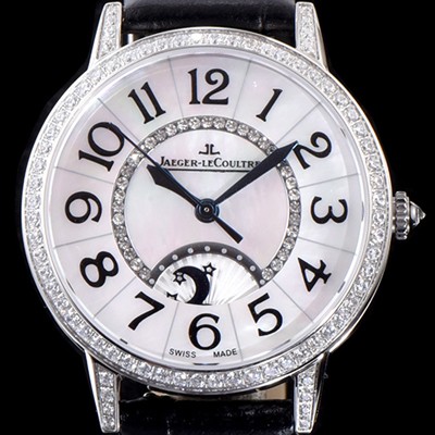 레플리카 [예거르꿀르뜨] 남성용 랑데부 나잇&데이 3442440 레이디 워치 최상급 다이아몬드 세팅 문페이즈 자개 다이얼 오토매틱 무브먼트 JAG0410  