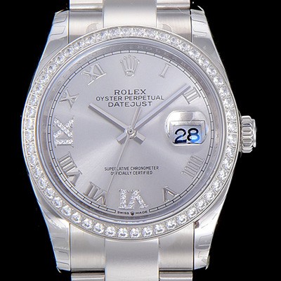 레플리카 [로렉스]남성용 데이져스트 오토매틱 3235무브 보석/큐빅 36미리 실버다이얼 ROL14872  