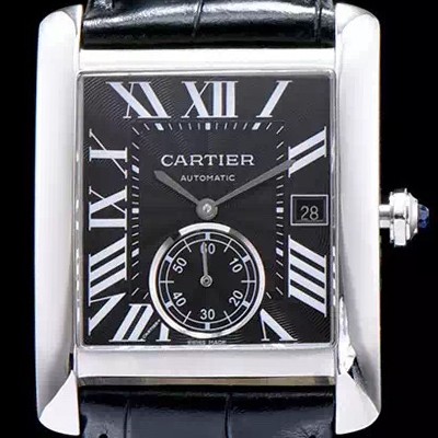 레플리카 [까르띠에] 남성용 탱크 블랙 다이얼 오토매틱 무브먼트 CAR0013  