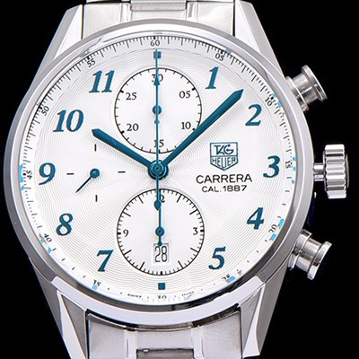 레플리카 [태그호이어] 남성용 까레라 1887 오토매틱 크로노 그래프 화이트 다이얼 TAG0224  