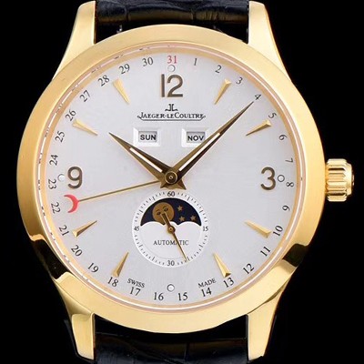 레플리카 [예거르꿀뜨르] 남성용 마스터 캘린더 1552520모델 씬 문페이즈 화이트다이얼 아플리케 인덱스 오토매틱 무브먼 JAG4202  