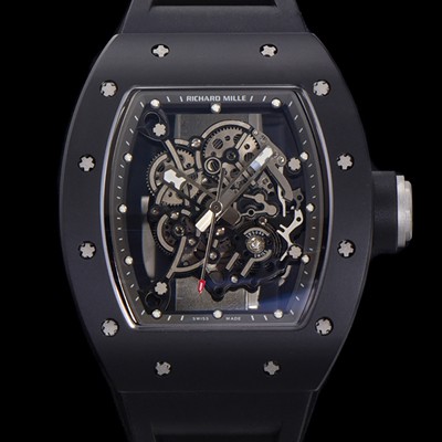 레플리카 [리차드밀레] 남성용 RM055 블랙 PVD코딩 스켈레톤 다이얼 러버 스트랩 기계식 수동형 무브먼트 RIC07650  
