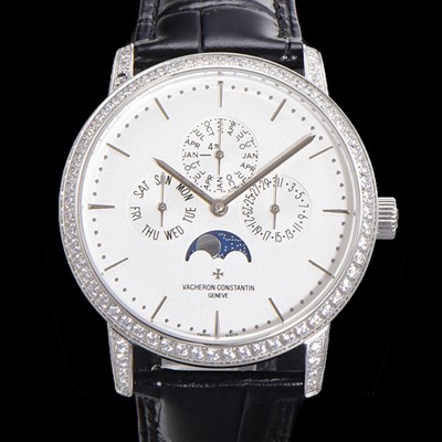 레플리카 [바쉐런콘스탄틴] 남성용 패트리모니 다이아셋팅 논페이즈 오토매틱 1120타입 41mm 가죽줄 화이트다이얼 vac0668  