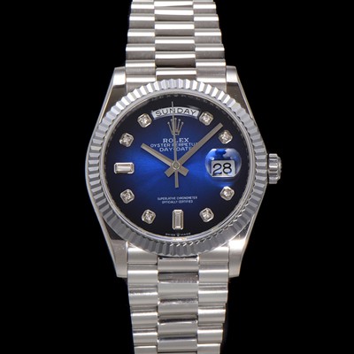 레플리카 [로렉스] 남성용 New 데이데이트 m128239-0023 무게173g 프레지던트 36mm 오토매틱 Cal.2836-2 타입 다이아몬드 블루 옴브레 다이얼 rol5413  