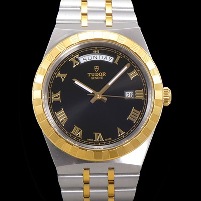 레플리카 [튜더] 남성용 로얄 워치 오토매틱 스위스 ETA2836-2 타입 18K 옐루골드 41mm 메탈줄 블랙다이얼 tud9512  