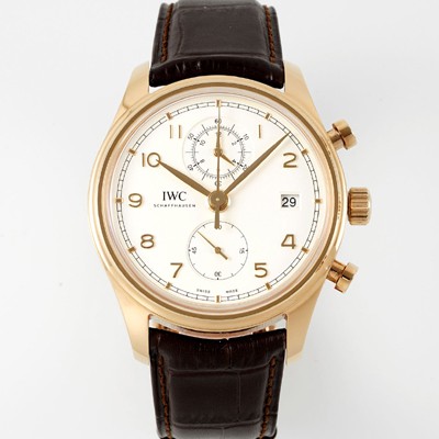 레플리카 [아이더블유씨] 남성용 포루투기즈 IW390301 18k 로즈골드 42mm 크로노그래프 오토매틱 무브먼트 화이트 다이얼 iwc4096  