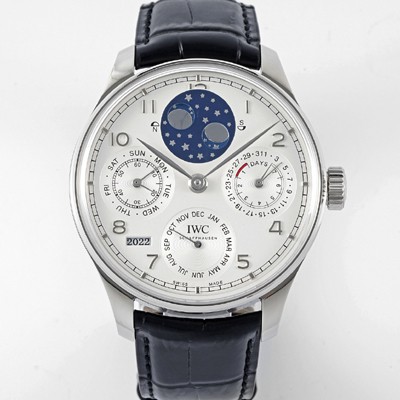 레플리카 [아이더블유씨] 남성용 포루투기즈 IW503406 퍼페추얼 캘린더 더블 문 플래티넘 44mm 오토매틱 무브먼트 화이트 다이얼 iwc4104  
