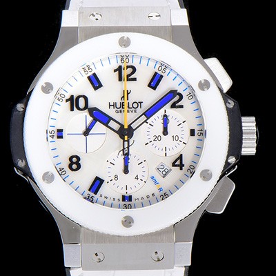 레플리카 [휴블렛]남성용 빅뱅 크로노그래프 44미리 세라믹 우레탄 오토매틱 화이트다이얼 HUB39835  