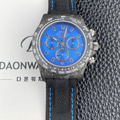레플리카 [로렉스]남성용 데이토나 DIW 포지드카본 커스텀 40미리 크로노그래프 오토매틱 Cal.4130 무브먼트 블루 다이얼 rol5649  