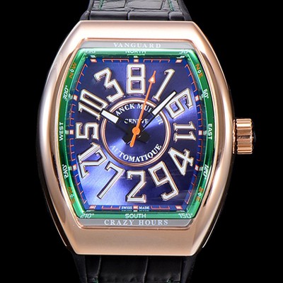 레플리카 [프랭크뮬러] 남성용 뱅가드 오토매틱 CZ02타입 44미리 18K로즈골드 가죽줄/스트랩 블루다이얼 FRA73795  