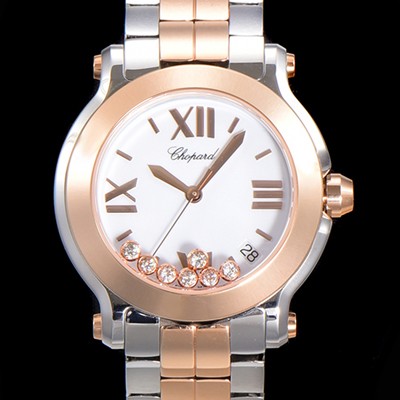레플리카 [쇼파드] 여성용 해피 스포츠 다이아몬드 36mm 스위스 955.112 쿼츠 18K 로즈골드 화이트다이얼 cho1953  