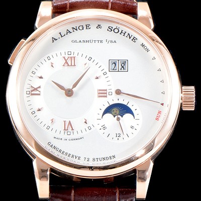 레플리카 [아랑게운트죄네] 남성용 아이코닉 컬렉션 192.032 랑게1 Dymatic 18k 로즈골드 문페이즈 화이트 다이얼 세귤 리얼 수동형 무브먼트 LAN4243  