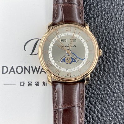 레플리카 [블랑팡] 남성용 빌레레 퀀탬 컴플레트 40mm 문페이즈 18K 로즈골드 오토매틱 Cal.6654타입 그레이 다이얼 bla4217  