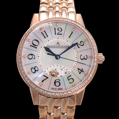 레플리카 [예거 르꿀르뜨] 여성용 랑데뷰 나잇&데이 문페이즈 오토매틱 898A 타입 무브 34mm 보석 배젤 금장 자게 화이트다이얼 jag2121  