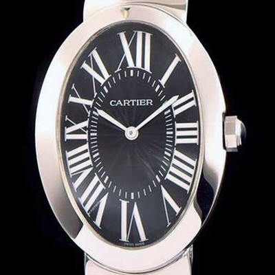 레플리카 [까르띠에] 여성용 베누아 스위스 쿼츠 실버 베젤 블랙 다이얼 CAR0010  